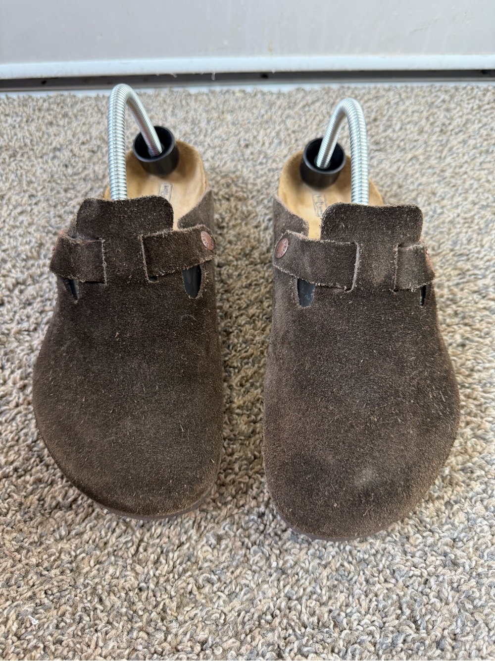 Birkenstock size 9 Women's and size 7 Men’s Dark Brown Suede Clog Mules